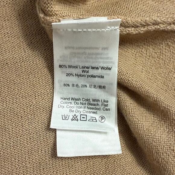 Donna Karan New York Asymmetric Mock Neck Wool Sweater Quiet Luxury Tan Medium - Picture 7 of 8